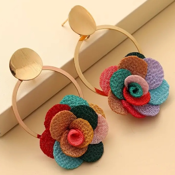 141. NEW| 1Pair Boho Style Floral Design Dangle Earrings - Picture 4 of 5